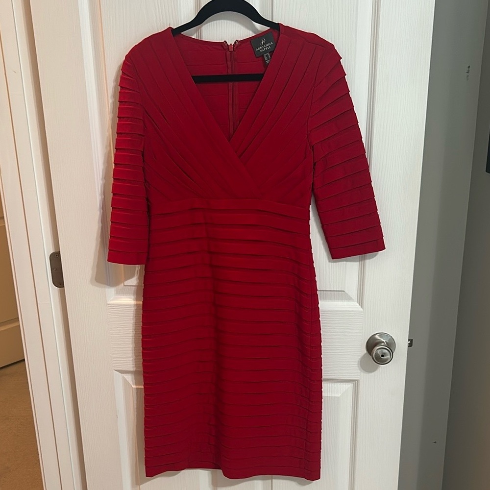 Adrianna Papell Red Quarter Sleeve Dress